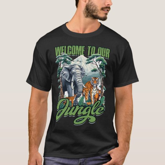 ジャングルへようこそ - 楽しい Tシャツ (正面)