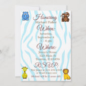 ジャングルまたは動物園の動物をテーマにした誕生日パーティー招待状 招待状 (裏面)