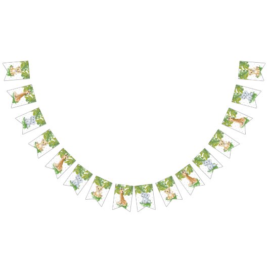 ジャングルをテーマにしたハッピーバースデーキッズバンティングフラグ バンティングフラッグ (全)