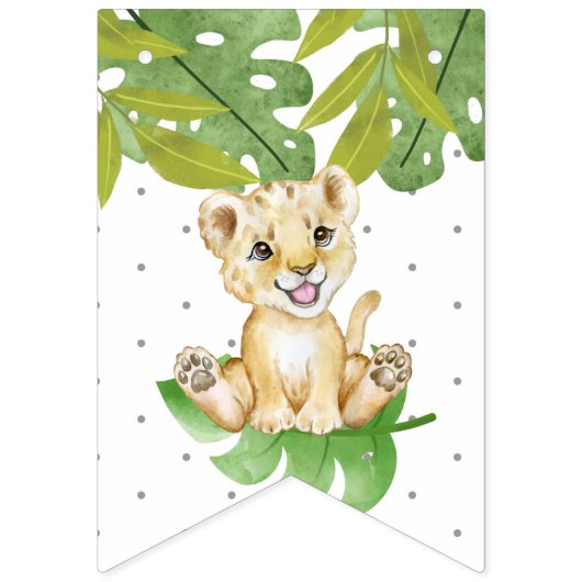 ジャングルをテーマにしたハッピーバースデーキッズバンティングフラグ バンティングフラッグ (第1の旗)