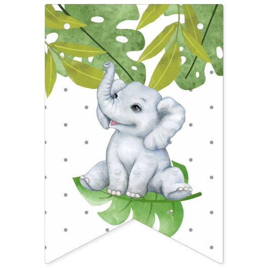 ジャングルをテーマにしたハッピーバースデーキッズバンティングフラグ バンティングフラッグ (第3の旗)