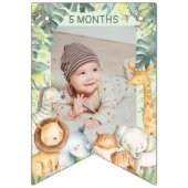 ジャングルをテーマにした男の子の誕生日の写真バナー バンティングフラッグ (第1の旗)