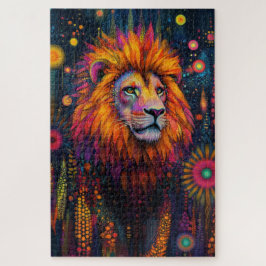 ジャングルを抜けたライオンの歩くサイケデリック。 ジグソーパズル