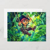 ジャングルを探検するおもしろいを持つ小海賊 ポストカード (正面/裏面)