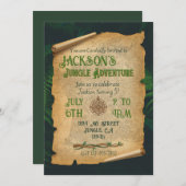 ジャングルアドベンチャーテーマ誕生日招待状 招待状 (正面/裏面)
