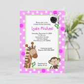 ジャングルアドベンチャーピンクサファリベイビーシャワー 招待状 (スタンド正面)