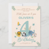 ジャングルアドベンチャーブルーフォー誕生日 招待状 (正面)