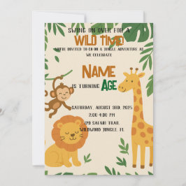 ジャングルアドベンチャー招待状-おもしろい&鮮やかパーティー 招待状
