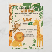 ジャングルアドベンチャー招待状-おもしろい&鮮やかパーティー 招待状 (正面/裏面)