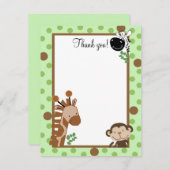 ジャングルアドベンチャー(緑) 4x5フラットありがとうご注意 ノートカード (正面/裏面)