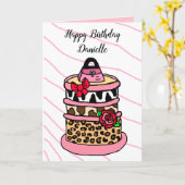 ジャングルアニマルお誕生日ケーキ カード (黄色い花)