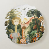 ジャングルアニマルエキゾチックなサファリドリーム丸い枕 ラウンドクッション (裏面)