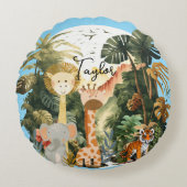 ジャングルアニマルエキゾチックなサファリドリーム丸い枕 ラウンドクッション (正面)