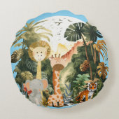 ジャングルアニマルエキゾチックなサファリドリーム丸い枕 ラウンドクッション (裏面)