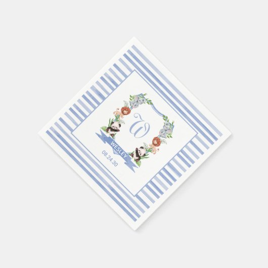 ジャングルアニマルクレストボーイベビーシャワーナプキン スタンダードカクテルナプキン (角)