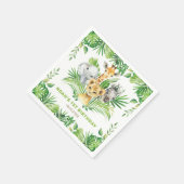 ジャングルアニマルグリーンライオンゼブラ誕生日パーティー スタンダードカクテルナプキン (角)