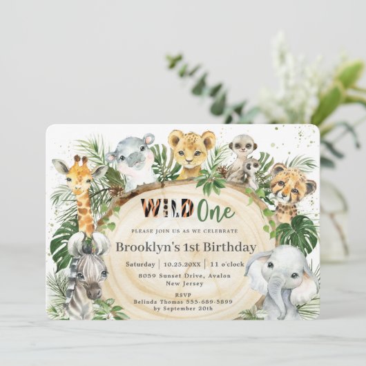 ジャングルアニマルグリ離れーン生誕生日祝い 招待状 (スタンド正面)