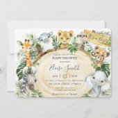 ジャングルアニマルサファリウッドグリーンリーベビーシャワー 招待状 (正面)