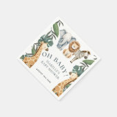 ジャングルアニマルサファリグリーンリーニュートラルベビーシャワー スタンダードカクテルナプキン (角)