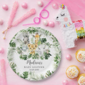 ジャングルアニマルサファリグリーンリーニュートラルベビーシャワー ペーパープレート (パーティー)