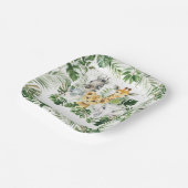 ジャングルアニマルサファリグリーンリーニュートラルベビーシャワー ペーパープレート (傾斜あり)