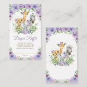 ジャングルアニマルサファリパープルフローラおむつラッフル エンクロージャーカード (正面/裏面)