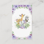 ジャングルアニマルサファリパープルフローラブックスベビー エンクロージャーカード (裏面)