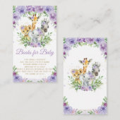 ジャングルアニマルサファリパープルフローラブックスベビー エンクロージャーカード (正面/裏面)