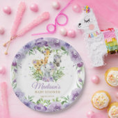 ジャングルアニマルサファリパープルフローラベビーシャワー ペーパープレート (パーティー)