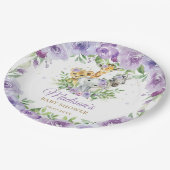 ジャングルアニマルサファリパープルフローラベビーシャワー ペーパープレート (アングル)