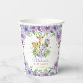 ジャングルアニマルサファリパープルフローラベビーシャワー 紙コップ (正面)