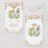 ジャングルアニマルサファリピンクフローラおむつラッフル エンクロージャーカード (正面/裏面)