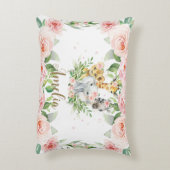 ジャングルアニマルサファリピンクフローラガールルーム子供部屋 アクセントクッション (裏面(縦))