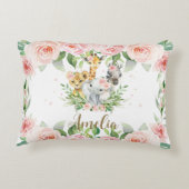 ジャングルアニマルサファリピンクフローラガールルーム子供部屋 アクセントクッション (裏面)