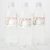 ジャングルアニマルサファリピンクフローラガール誕生日 ペットボトルラベル (ボトル)