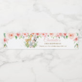 ジャングルアニマルサファリピンクフローラガール誕生日 ペットボトルラベル (シングルラベル)