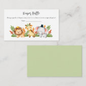 ジャングルアニマルサファリベイビーシャワーおむつラッフル エンクロージャーカード (正面/裏面)