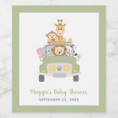 ジャングルアニマルサファリベイビーシャワー ワインラベル (シングルラベル)