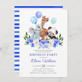 ジャングルアニマルサファリボーイドライブバイ誕生日 招待状 (正面/裏面)