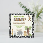 ジャングルアニマルサファリ子供の誕生日パーティー 招待状 (スタンド正面)