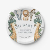 ジャングルアニマルサファリ緑のベビーシャワー ペーパープレート (正面)