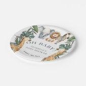 ジャングルアニマルサファリ緑のベビーシャワー ペーパープレート (アングル)