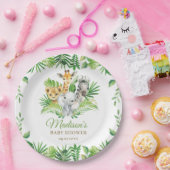 ジャングルアニマルサファリ緑のベビーシャワー ペーパープレート (パーティー)