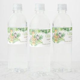 ジャングルアニマルサファリ緑ライオン赤ちゃんシャワー ペットボトルラベル