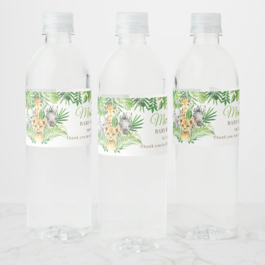 ジャングルアニマルサファリ緑ライオン赤ちゃんシャワー ペットボトルラベル (ボトル)