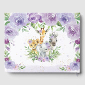 ジャングルアニマルシック紫フローラベビーシャワー ゲストブック