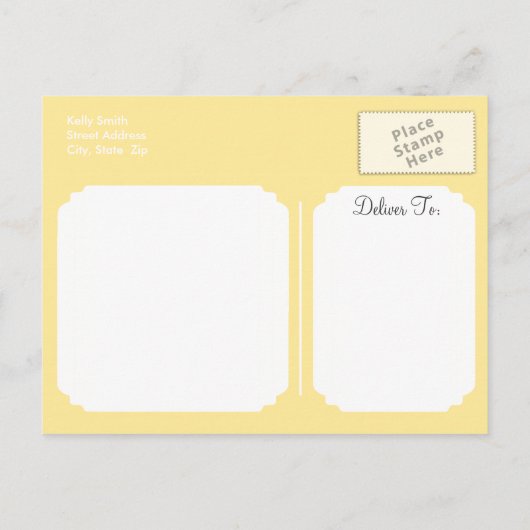 ジャングルアニマルズオンブラウンキリンアニマルプリント インビテーションポストカード (裏面)