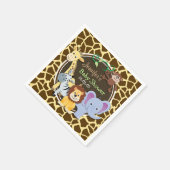 ジャングルアニマルズオンブラウンキリンアニマルプリント スタンダードカクテルナプキン (角)