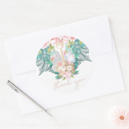 ジャングルアニマルズガール誕生日ありがとう ラウンドシール