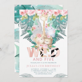 ジャングルアニマルズガール誕生日かわいい 招待状